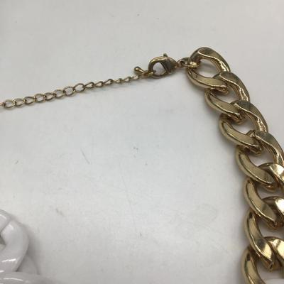 Gold toned with white chain necklace