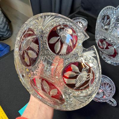 Gorgeous German crystal Ruby Flashed Tom & Jerry set
