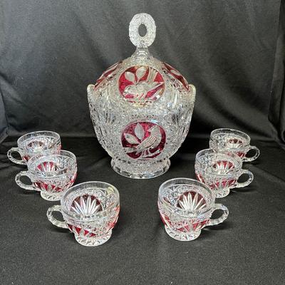 Gorgeous German crystal Ruby Flashed Tom & Jerry set