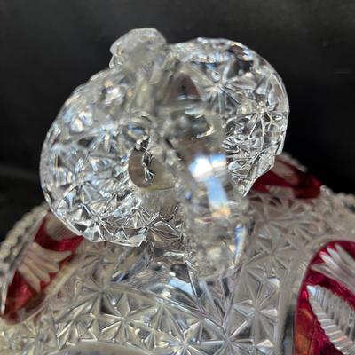 Gorgeous German crystal Ruby Flashed Tom & Jerry set
