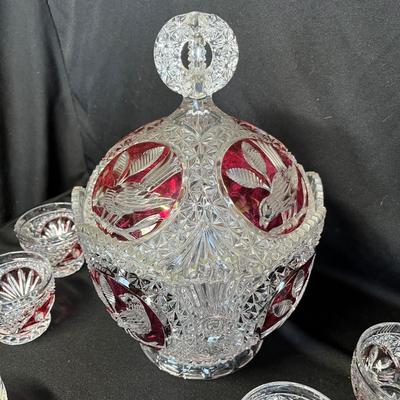 Gorgeous German crystal Ruby Flashed Tom & Jerry set