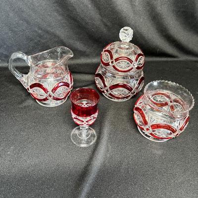 EAPG Ruby Flashed table set