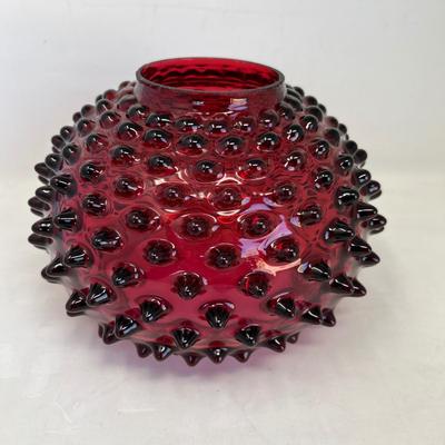 Ruby Hobnail Oil lamp shade