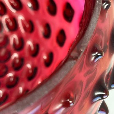 Ruby Hobnail Oil lamp shade