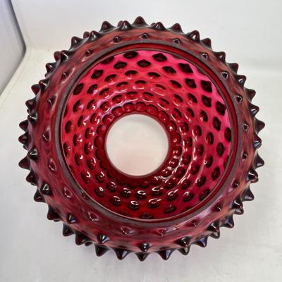 Ruby Hobnail Oil lamp shade