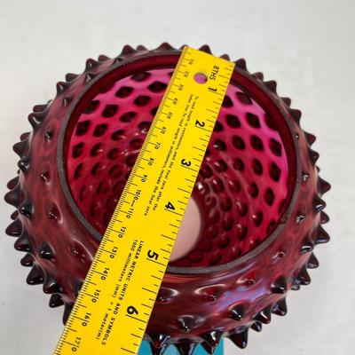 Ruby Hobnail Oil lamp shade