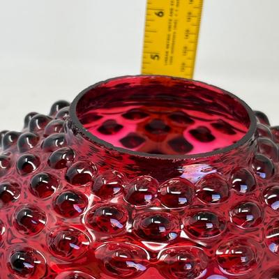 Ruby Hobnail Oil lamp shade