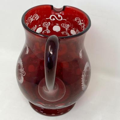 Egermann Bohemian Ruby Cut to clear pitcher