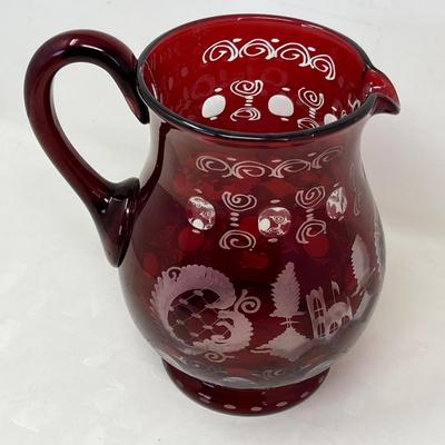 Egermann Bohemian Ruby Cut to clear pitcher