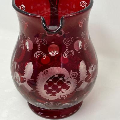 Egermann Bohemian Ruby Cut to clear pitcher