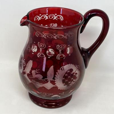 Egermann Bohemian Ruby Cut to clear pitcher