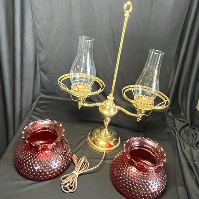 Two light Antique Brass lamp
