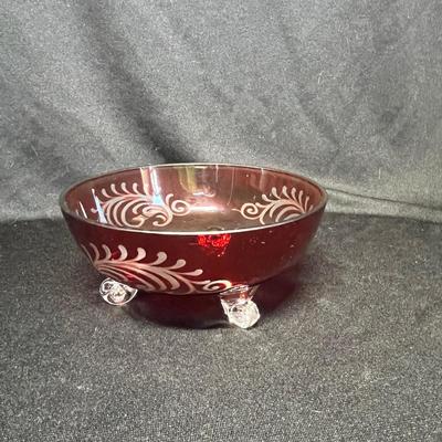 Egermann bohemian ruby cut to clear candy box