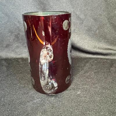 Egermann Bohemian Ruby cut to clear Stein/ Mug