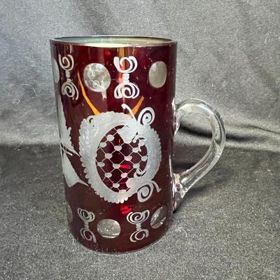 Egermann Bohemian Ruby cut to clear Stein/ Mug