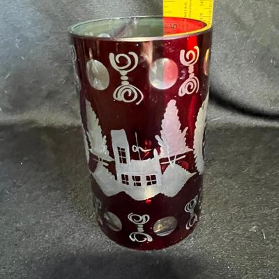 Egermann Bohemian Ruby cut to clear Stein/ Mug