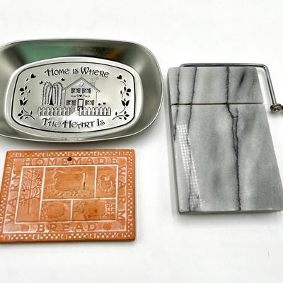 Cheese Slicer - Small Bread Warmer Plate - Tin Dish
