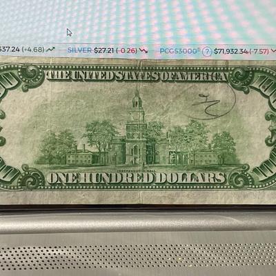 1929 Nice Circulated Condition $100 New York National Currency Serial #210574 as Pictured.