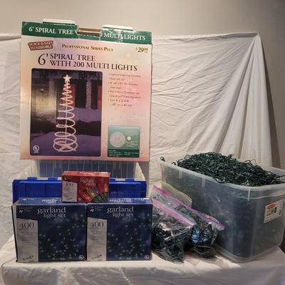 Spiral Multicolored Light Christmas Tree and String Lights (LR-CE)