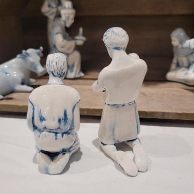 Handmade Nativity Scene with Signed Ceramic Figurines (DR-CE)