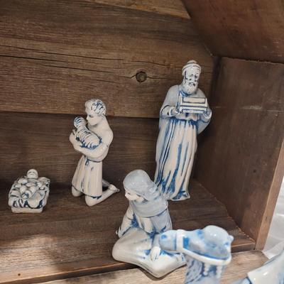 Handmade Nativity Scene with Signed Ceramic Figurines (DR-CE)
