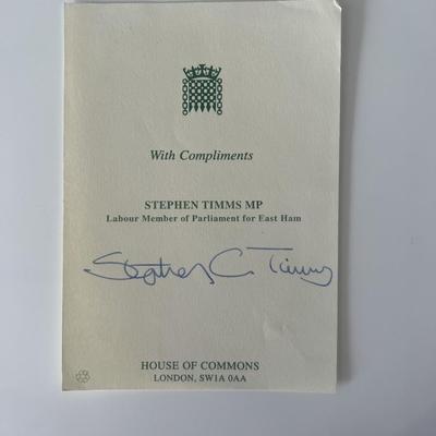 Member of Parliament Stephen Timms original signature