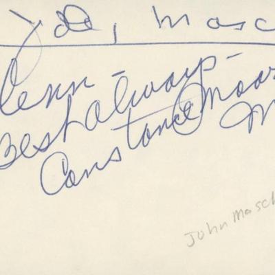 Constance Moore and John Maschio signed note