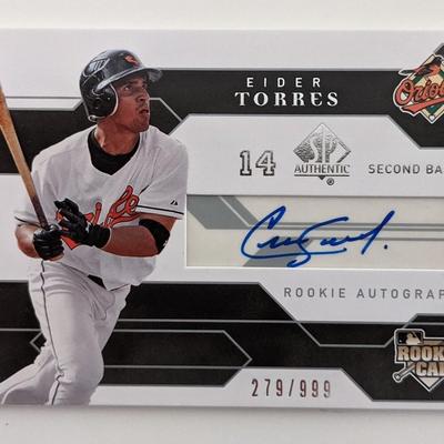 Eider Torres Signed Baseball Trading Card - Upper Deck Rookie Card #170 No. 279 of 999 2008