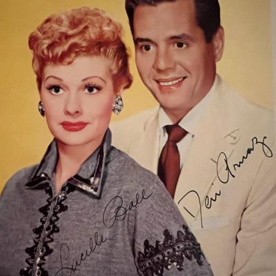 Lucille Ball/ Desi Arnaz facsimile signed photo. 5x7 inches