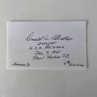  USS Arizona survivor Donald Stratton original signature