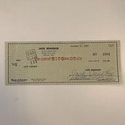 Jack Donohue signed check