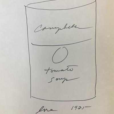 Andy Warhol hand drawn and signed soup can sketch