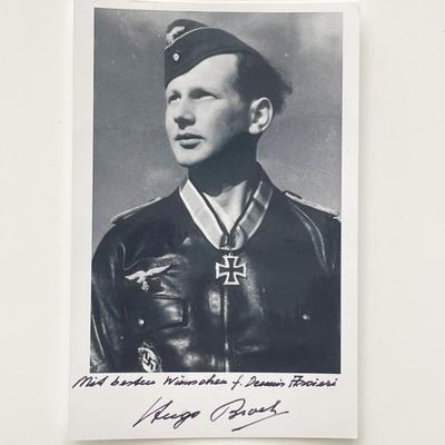 German Luftwaffe ace Hugo Broch signed photo