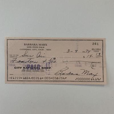 Barbara Marx signed check