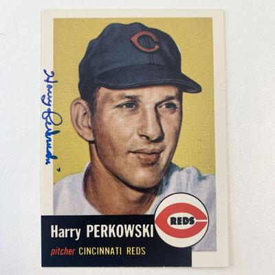 Harry Perkowski signed baseball card