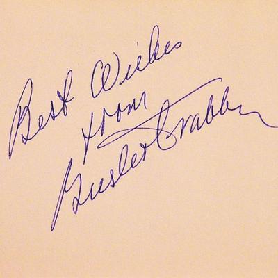 Olympian Buster Crabbe signature slip 