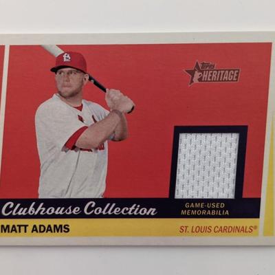 Matt Adams Baseball Trading Card with Game-Used Jersey Swatch - Topps Heritage Clubhouse Collection #CCR-MA 2016