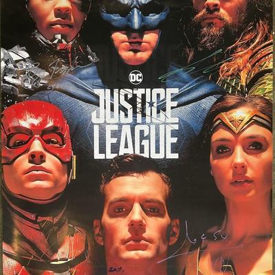 Justice League cast signed movie poster 
