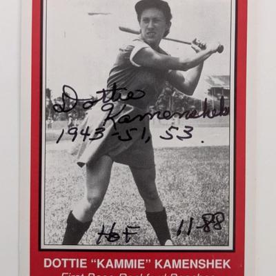 Dottie Kammie Kamenshek Signed Baseball Trading Card 