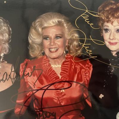 Eva Gabor, Ginger Rogers and Lucille Ball signed photo. GFA authenticated