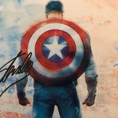 Stan Lee signed Captain America postcard