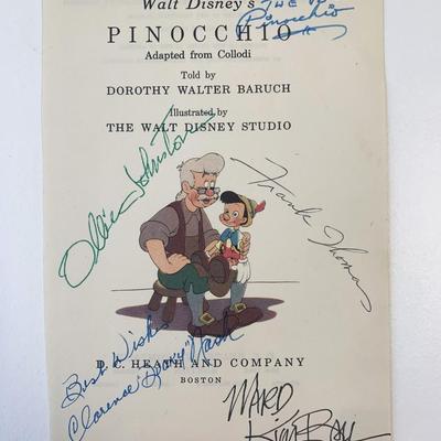 Clarence Nash Pinocchio cast signed book page