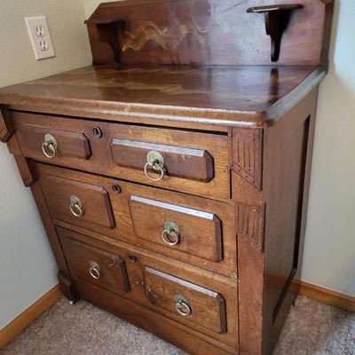 Antique Side Table Dresser Three Drawer
