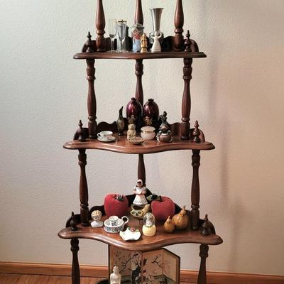 56" Wood Corner Shelf With All The Trinkets