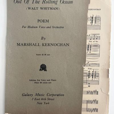 Composer John Marshall Kernochan signed Out Of The Rolling Ocean sheet music 