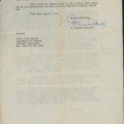 Simon and Shuster founder Max  Schuster signed letter