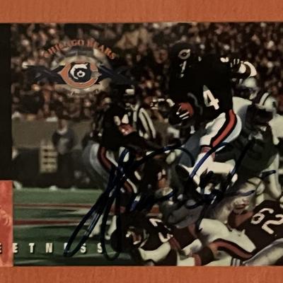 Walter Payton signed football card collage. Steiner authenticated