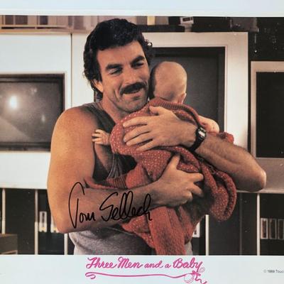 Three Men and a Baby Tom Selleck signed lobby card