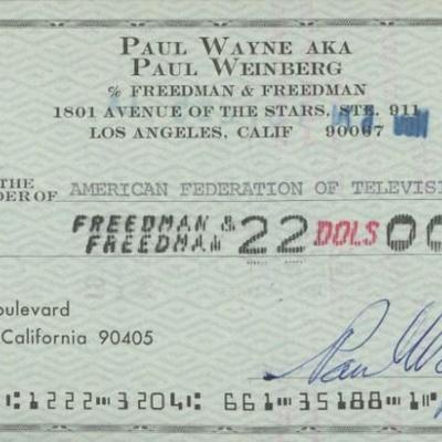 Paul Wayne signed check