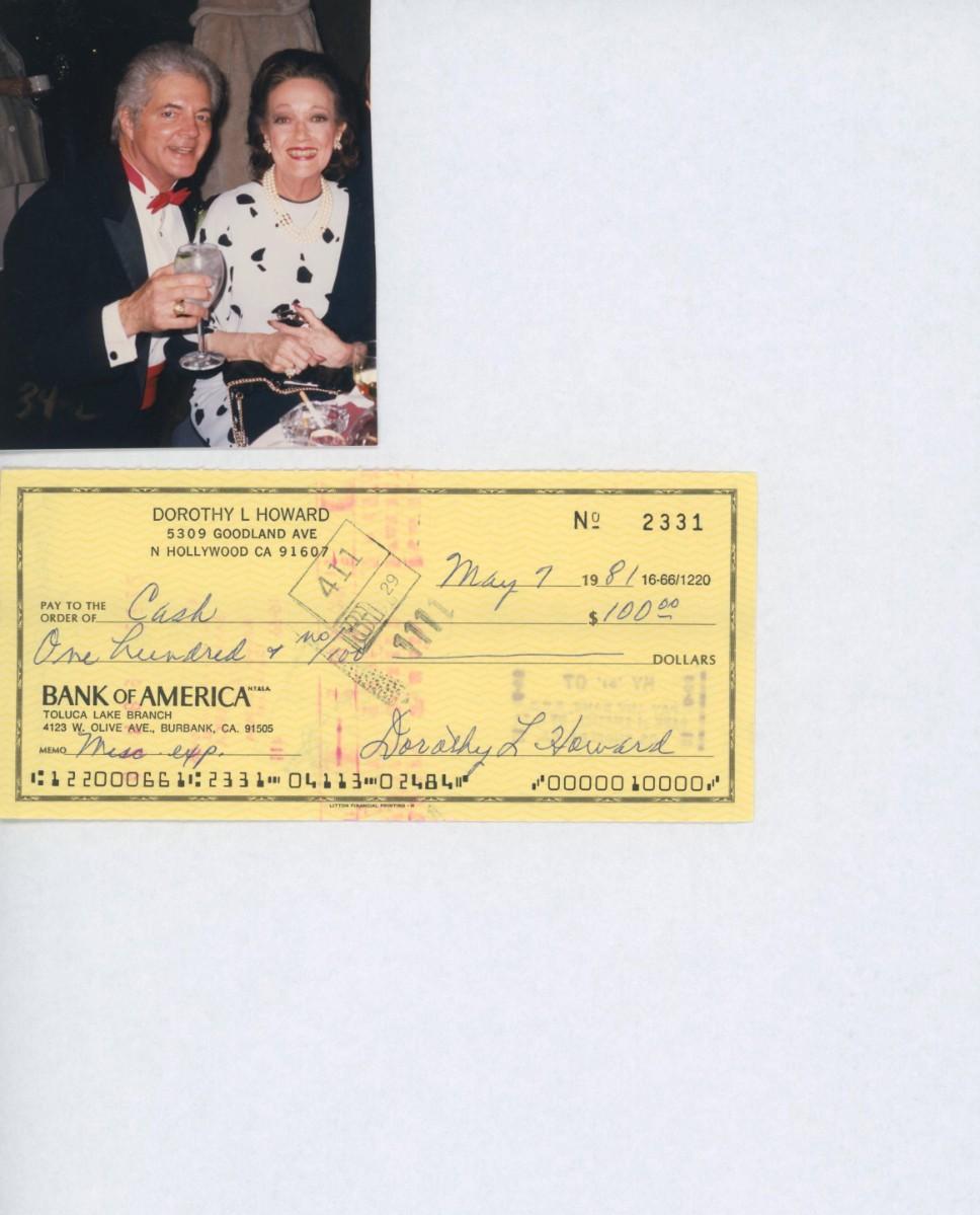 Dorothy Lamour signed check | EstateSales.org